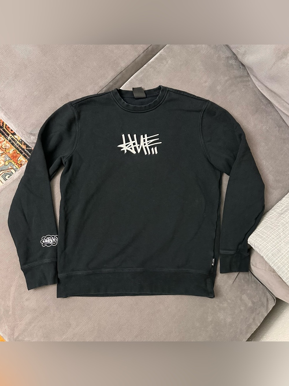 HUF x Eric Haze Handstyle 1 Crewneck Sweatshirt Men’s Medium Black Graffiti Rare